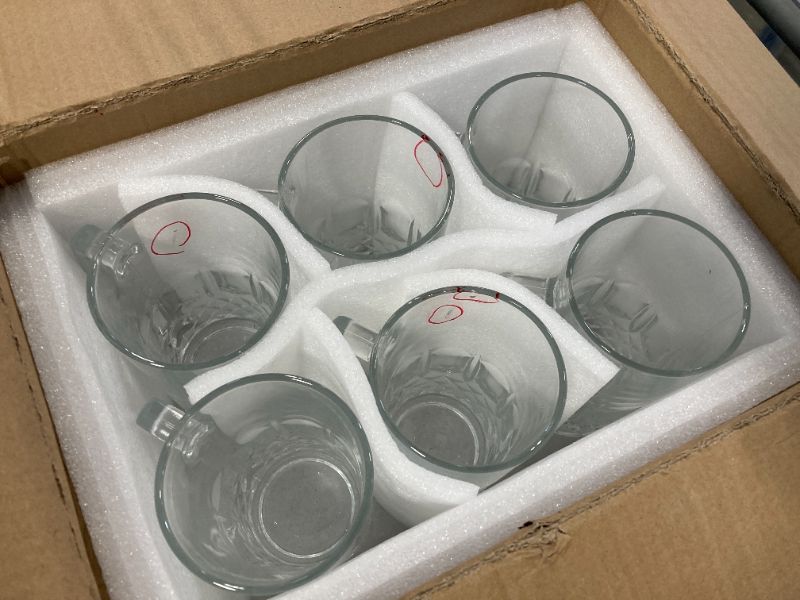 Photo 1 of ***mark on the glass from previous customer, looks like air bubble from factory line*** Frcctre 6 Pack 16 Oz Glass Beer Mug, Large Beer Glasses Steins with Handle and Stainless Steel Straws, Crystal Lead-Free Drinking Glasses Water Cups for Beer, Juice, B