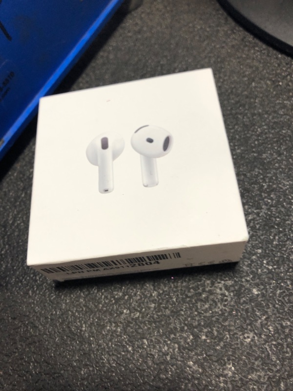 Photo 1 of ***unknown if USB-C cord include*** Apple AirPods 4 Wireless Earbuds, Bluetooth Headphones, Personalized Spatial Audio, Sweat and Water Resistant, USB-C Charging Case, H2 Chip, Up to 30 Hours of Battery Life, Effortless Setup for iPhone