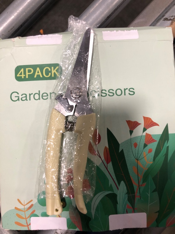 Photo 1 of 4PACK Pruning Shears, Stainless Steel Garden Shears, Sharp Handhled Gardening Scissors, Bypass & Straight Blade Garden Clippers for Plants, Flowers, Fruits Trees, Gardening Gifts for Women & Men