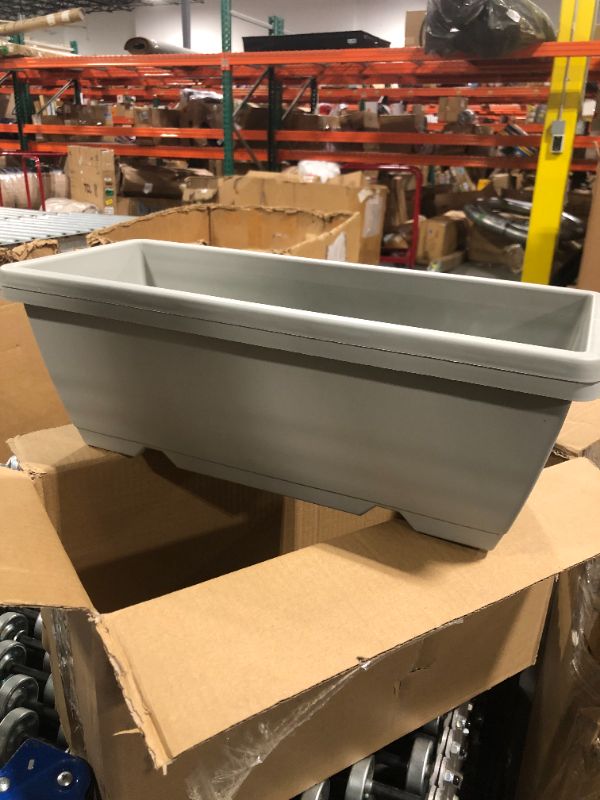 Photo 1 of 8pcs Window Box Planter, 17 Inches Flower Window Boxes, Rectangle Planters Box with Drainage Holes and Trays, Plastic Vegetable Planters for Windowsill Patio Garden Home Decor Porch Yard (Grey)