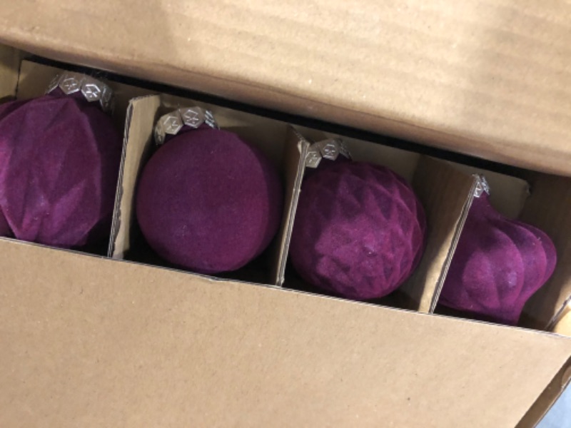 Photo 1 of 24 Pcs Velvet Christmas Ornaments Balls Bulk 2.36" Flocked Christmas Tree Ornaments Velvet Xmas Tree Hanging Ornaments for Holiday Home Decor (Purple, Pink, Light Pink)
