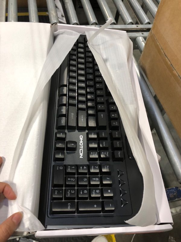 Photo 1 of OMOTON Gaming Keyboard with Magnetic Wrist Rest, Low Profile and Slient Membrane Keys, Programmable RGB, Wired Backlit Keyboard for Windows Laptop PC Mac etc, Classic Black