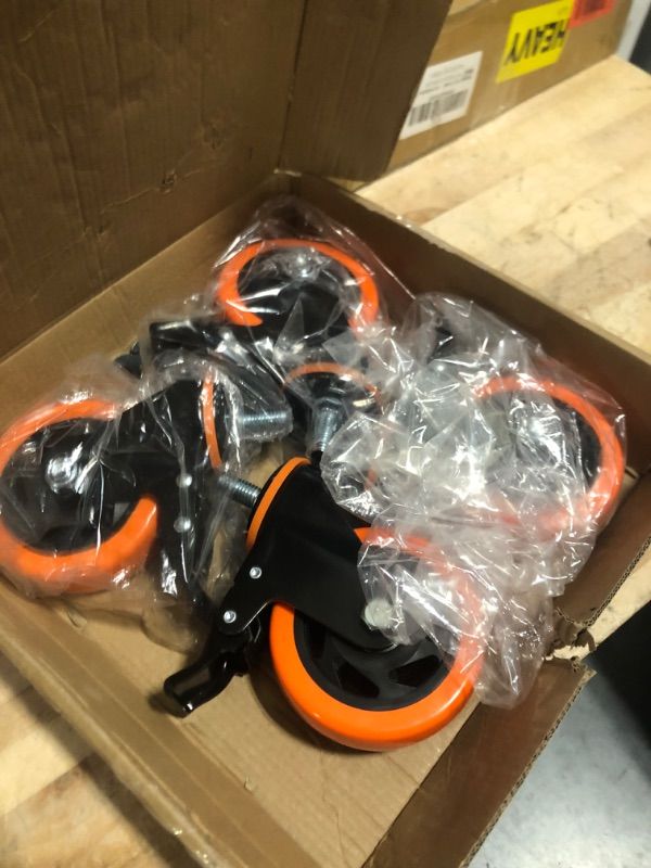 Photo 1 of 4 Inch Caster Wheels 2200Lbs, Threaded Stem Casters Set of 4 Heavy Duty, 1/2"-13 x 1 (Screw Diameter 1/2", Stem Length 1"), Safety Dual Locking Industrial Castors, Wheels for Cart, Furniture