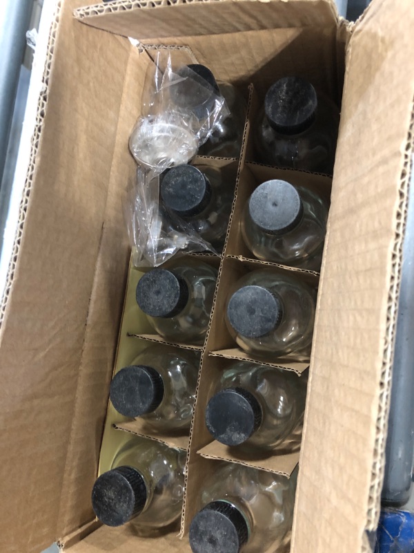 Photo 1 of 10 Pack, 4 oz Small Clear Glass Bottles w/ Lids & 3 Stainless Steel Funnel - 120ml Boston Round Sample Bottle for Potion, Juice, Ginger Shot, Wellness, Oils, Whiskey, Liquids - Leakproof Travel Bottle
