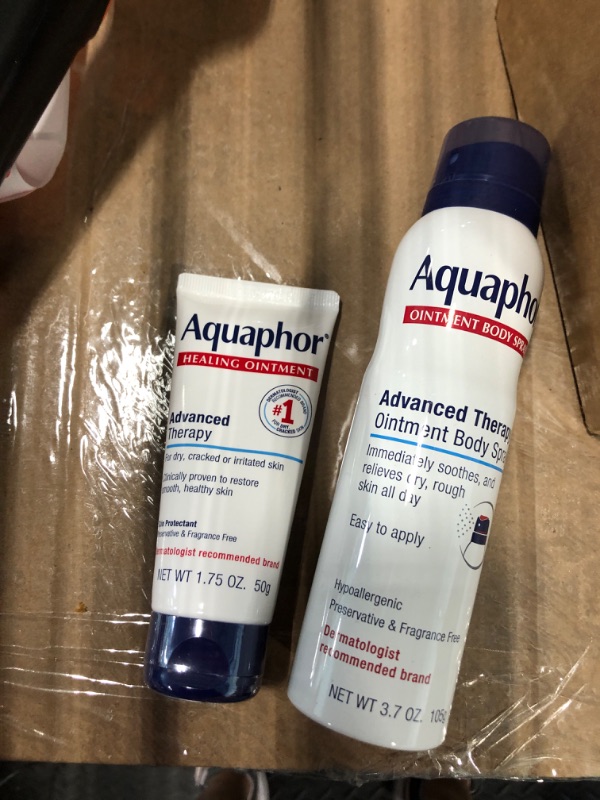 Photo 1 of Aquaphor Advanced Therapy Healing Ointment Skin Protectant (1.75 Oz) + Advanced Therapy Ointment Body Spray (3.7 Oz), Body Moisturizer Skin Care Set