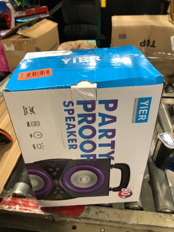Photo 1 of YIER Bluetooth Speakers, Wireless TWS Portable Speaker with Lights,100dB Loud Subwoofer 80w(Peak) Stereo Sound, Bassup Technology, Long Playtime for Outdoor Party