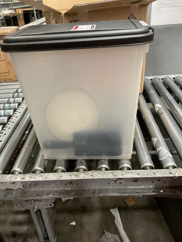 Photo 1 of (MISSING WHEELS & BOWL) IRIS USA Airtight Dog Food Storage Container with 2-Cup Scoop and Slow Feeder Bowl Combo, Up to 30 lbs Pet Food Bin with Attachable Wheels, Anti-Slip Short Snouted Bowl, Easy to Clean, BPA Free, Black