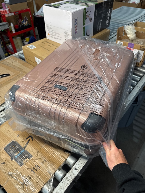 Photo 1 of (BAGGED) (USED/FAIR) Kenneth Cole REACTION Out of Bounds Lightweight Hardshell 4-Wheel Spinner Luggage, Rose Gold, 2-Piece Set (20" & 28")
