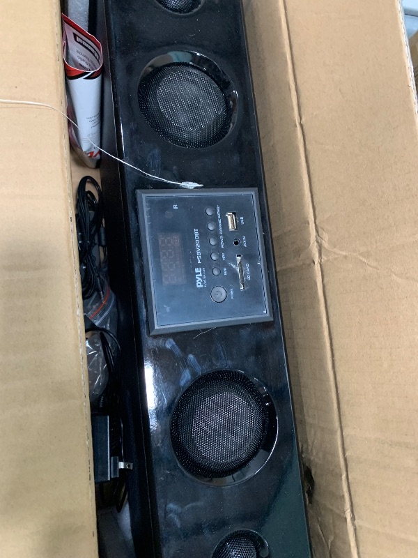 Photo 1 of Pyle Bluetooth Soundbar with FM Radio and Integrated MP3 Player - USB, RCA and BT Wireless Connectivity, Wireless Remote - PSBV200BT