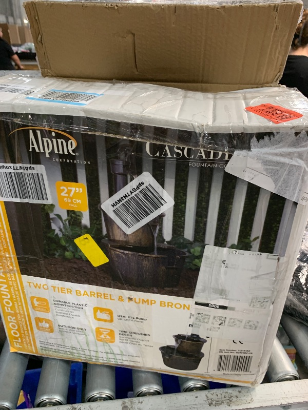 Photo 1 of ***(PARTS ONLY/ NON FUNCTIONAL)***
Alpine Corporation - Outdoor Rustic 2-Tiered Barrel and Pump Water Fountain – Bronze Finish, Relaxing Water Flow, Ideal for Garden, Patio, & Yard Décor, 27"H