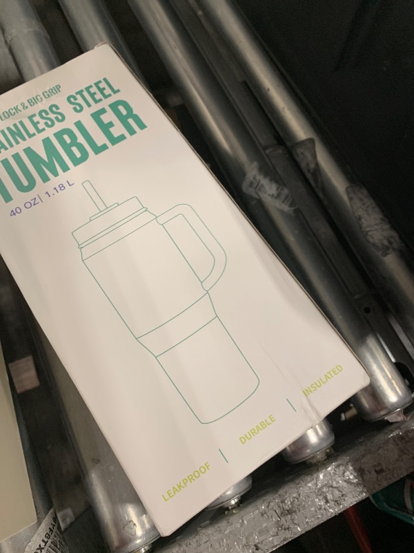 Photo 1 of (missing straw) EALGRO 40 oz Tumbler with Handle, Insulated Tumblers with Lid and Straw, Large Metal Sports Water Bottle Jug, Thermal Stainless Steel Travel Coffee Mug Cup, Black