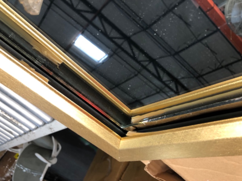 Photo 1 of ***DAMAGED - MIRROR HAS BROKEN OFF FROM FRAME - SEE PICTURES***
MCS 23x34.25 Mercer Large Wall Mirror, Gold Timeless Rectangle Mirror, Vertical & Horizontal Wall Hanging Mirror for Bathroom, Bedroom, Entryway & Livingroom