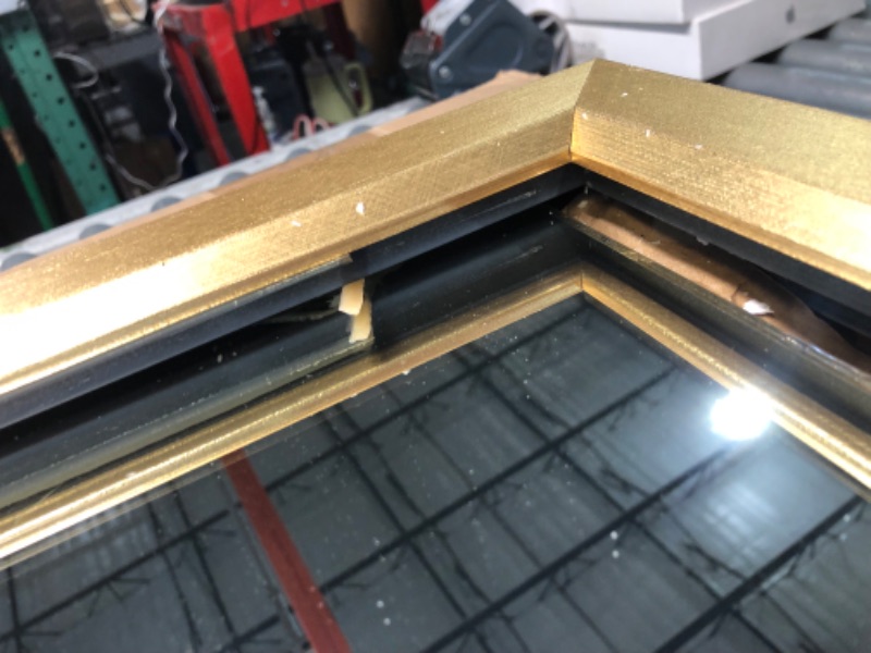 Photo 1 of ***DAMAGED - MIRROR HAS BROKEN OFF FROM FRAME - SEE PICTURES***
MCS 23x34.25 Mercer Large Wall Mirror, Gold Timeless Rectangle Mirror, Vertical & Horizontal Wall Hanging Mirror for Bathroom, Bedroom, Entryway & Livingroom