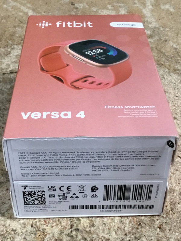 Photo 1 of *BRAND NEW FACTORY SEALED* Fitbit Versa 4 Fitness Smartwatch with Daily Readiness, GPS, 24/7 Heart Rate, 40+ Exercise Modes, Sleep Tracking and more, Pink Sand/Copper Rose, One Size (S & L Bands Included)