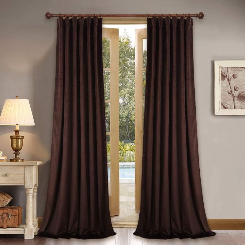 Photo 1 of (bagged) (used/fair) MIULEE Velvet Curtains 96 inches - Luxury Blackout Curtains for Bedroom Living Room Thermal Insulated Super Soft Window Drapes Rod Pocket & Back Tab, Beige, W52 x L96 inches, 2 Panels