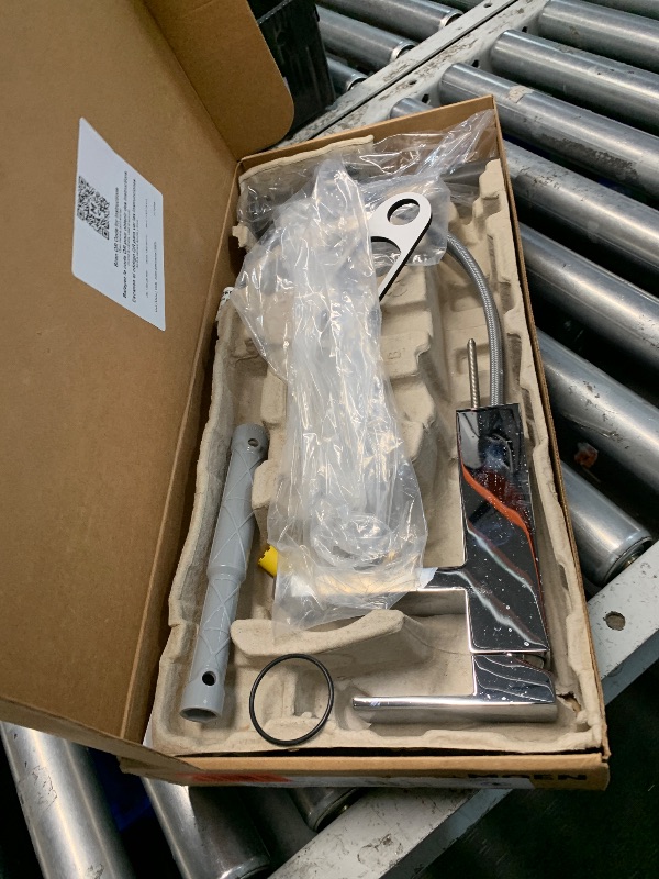 Photo 1 of (FOR PARTS) Moen Revyl Chrome One-Handle Single Hole Modern Bathroom Sink Faucet with Optional Deckplate and Spring Loaded Drain Assembly, 84771