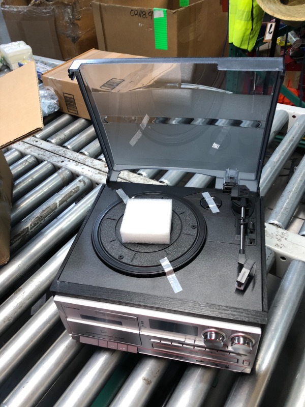 Photo 1 of ***USED - POWERS ON - UNABLE TO TEST FURTHER***
MUSITREND 9 in 1 Record Player with External Speakers,3 Speed Bluetooth Turntable Vinyl Player with CD/Cassette Play,AM/FM Radio, USB SD/MMC Play, Aux-in/RCA Line Out