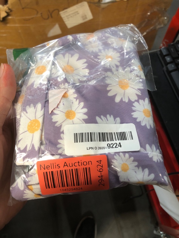 Photo 1 of (USED/FAIR) (BAGGED) Ayalinggo Toddler Baby Girl Sunflower Print Overalls Shorts with Pocket Suspender Trousers Cute Summer Clothing Outfit (Daisy-purple, 6-12 Months)