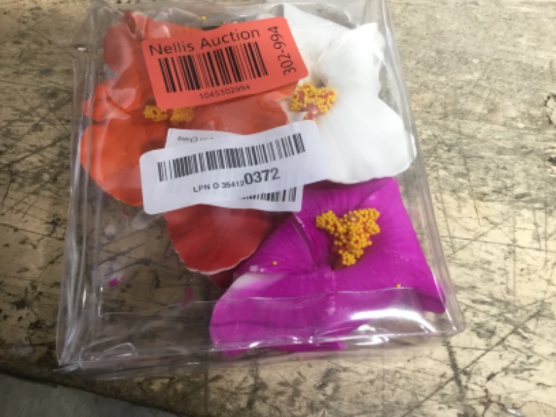 Photo 1 of 4Pcs Hawaiian Women's Hair Accessories - Artificial Hibiscus and Plumeria Flower Clips for Beach Party, Vacation Favors