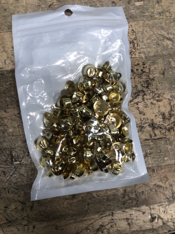 Photo 1 of 100PCS Small Gold Bells Mini Bells for Crafts,50PCS 0.39 Inch and 50PCS 0.55 Inch Decorative Bell Christmas Tree Pendants for Craft Making and Favor Decorating
