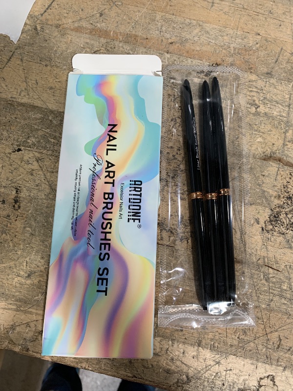 Photo 1 of Artdone Metallic Nail Art Pens, Liner Brushes Set, 5PCS Black Color Nail Tools For Long Lines, Thin Details, Fine Drawing, Liner Brush UV Gel Polish Painting Nail Design Sizes 5/8/12/20/25mm