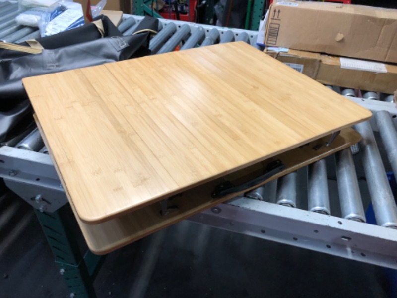 Photo 1 of ***USED - DAMAGED - CRACKED - SEE PICTURES***
KingCamp Bamboo Folding Table, 4-Fold Camping Adjustable Height Portable Outdoor Lightweight & Compact Table with Aluminum Frame for RV Picnic BBQ Tailgating