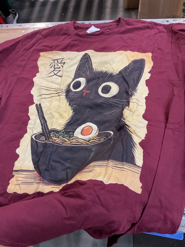 Photo 1 of (Large) Funny Cat Ramen Graphic Tee Japanese Kawaii Anime Cat T-Shirt large