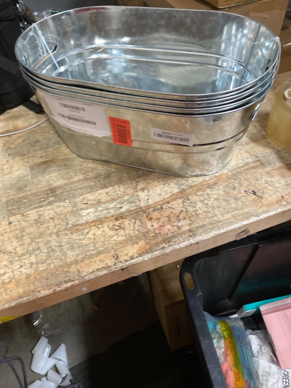 Photo 1 of 4PCS 4 Gallon Galvanized Tub, Beverage Tub, Ice Buckets for Parties With Carry Handles, Drink Buckets for Parties, Beverage Tubs for Parties, Mimosa Bar Supplies