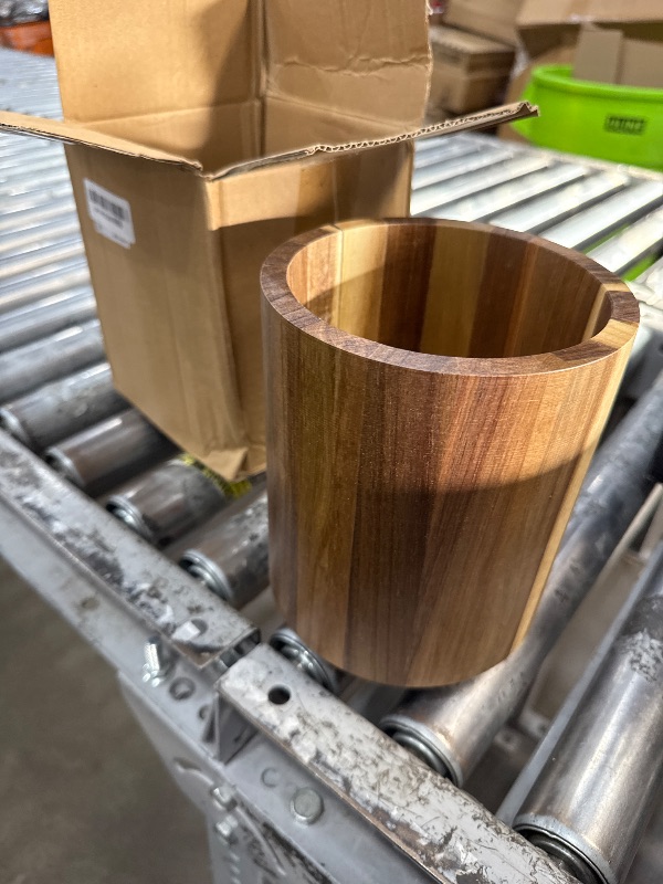 Photo 1 of (HOLDER ONLY) LOHONER Acacia Wood Utensil Holder for Kitchen Counter, 360° Rotating 7.2" Wooden Cooking Utensil Crock for Countertop, Farmhouse Kitchen Decor
