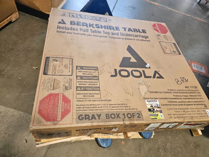 Photo 1 of ** Only box # 1 is included missing box # 2 ** JOOLA Berkshire Outdoor Table Tennis Table - Multi Use Conference Table Dining Table - Concrete Gray Wood Look Includes Steel Outdoor Ping Pong Net Set & Frame - Hybrid Indoor Outdoor Ping Pong Table