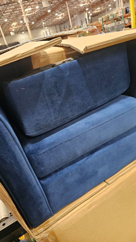 Photo 1 of **FOR PARTS ONLY**
LINSY Accent Chair with Ottoman, Modern Barrel Chair Comfy Armchair Reading Chair with Footrest, Round Arms Chair for Living Room Bedroom Reading Room, Velvet, Blue