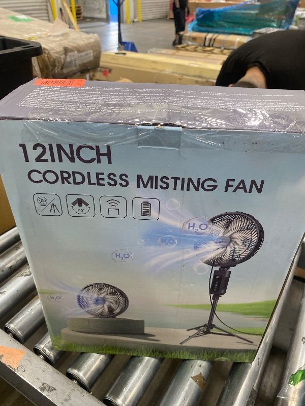 Photo 1 of Misting Fan Portable, 20000mAh 12-Inch Outdoor Misting Fan for Patios Outside, 2 In 1 Pedestal & Tabletop Oscillating Fans with Misting Kit, Rechargeable Cooling Fans with Remote/Mist/7 Gear/Timer