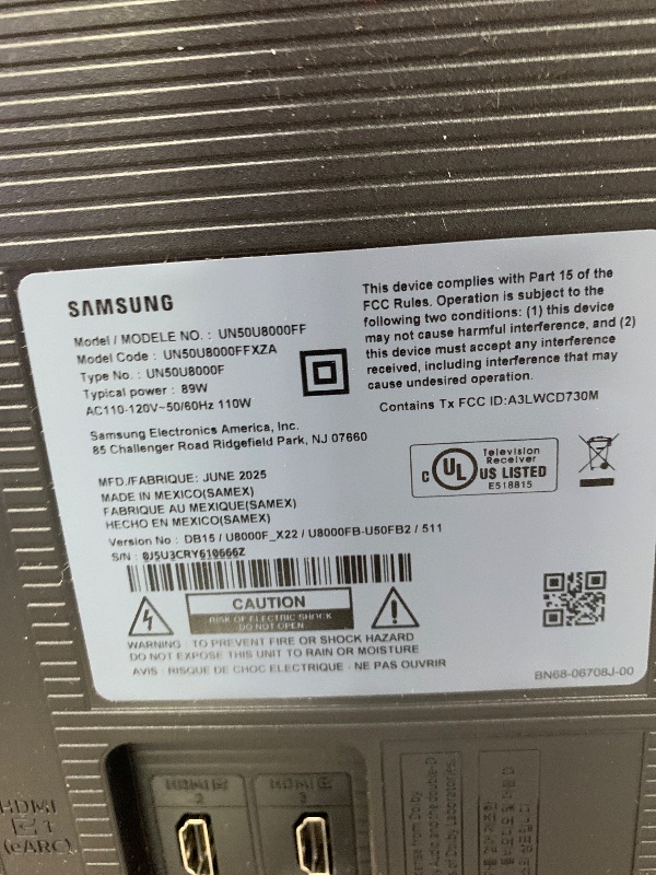Photo 1 of **************DAMAGED SCREEN, NON-FUNCTIONAL, FINAL SALE***************
Samsung 50-Inch Class Crystal UHD U8000F 4K Smart TV (2025 Model) Endless Free Content, Crystal Processor 4K, MetalStream Design, Knox Security, Alexa Built-in