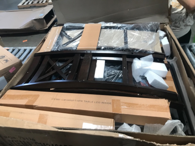 Photo 1 of ***DAMAGED - INCOMPLETE - SEE PICTURES***
Meibamake Wood Dining Table Set for 4, Farmhouse Dining Table Set, Wooden Kitchen Set with 4 Upholstered Chairs, Compact Mid-Century Modern Table & Chair Set for Home, Padded Seats, Wooden Frame