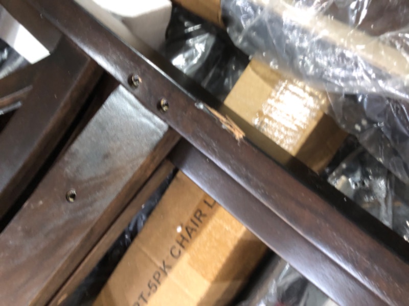 Photo 1 of ***DAMAGED - INCOMPLETE - SEE PICTURES***
Meibamake Wood Dining Table Set for 4, Farmhouse Dining Table Set, Wooden Kitchen Set with 4 Upholstered Chairs, Compact Mid-Century Modern Table & Chair Set for Home, Padded Seats, Wooden Frame