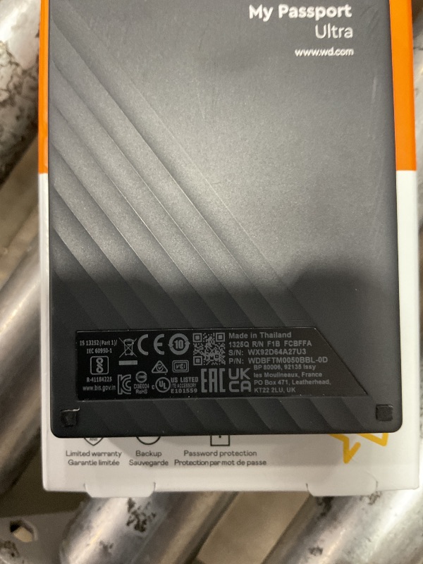 Photo 1 of **PASSWORD ENCRYPTED FROM PREVIOUS USE** WD 5TB My Passport Ultra, Blue, Portable External Hard Drive, backup software with defense against ransomware, and password protection, USB-C and USB 3.1 - WDBFTM0050BBL-WESN