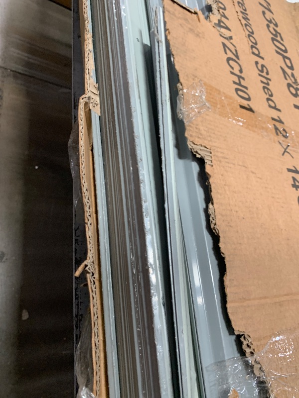 Photo 1 of ************INCOMPLETE ITEM, THIS IS ONLY 1 BOX IN A MULTI BOX SET**************
14 x 12 FT Outdoor Storage Shed, Metal Garden Tool Shed with Slooping Roof, Lockable Doors and Aluminum Frames, Easy to Assemble for Garden, Patio, Lawn, Grey