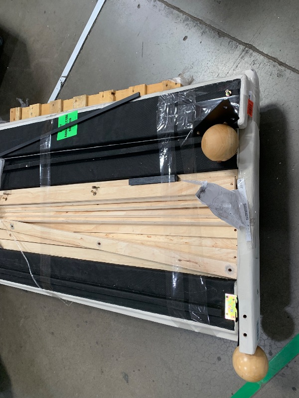 Photo 1 of *** PARTS ONLY, NEED TRUCK TO PICK UP  ***Merax Velvet King Size Bed Frame with Wingback Headboard, Solid Wood Upholstered Platform with Round Legs, No Box Spring Needed, Cream