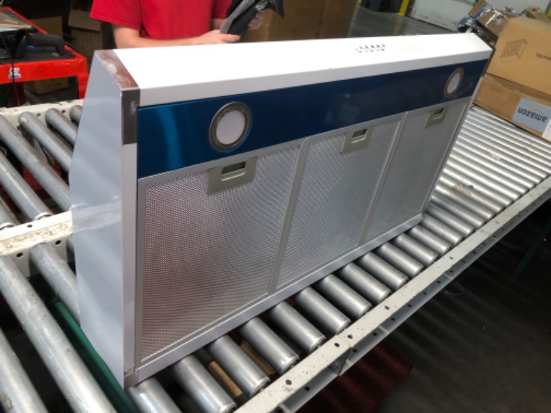 Photo 1 of ***DAMAGED - BENT - SEE PICTURES***
Streamline Ostiglia Ductless Undermount 165 CFM Range Hood in Brushed Stainless Steel with Mesh Filters, Push Button Control, LED Lights (SKU: T-8731-1-DL)