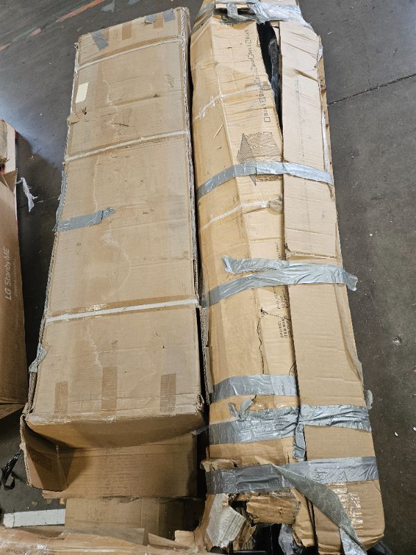 Photo 1 of ** Only 4 boxes included missing the rest of parts **  Garvee 12x20 Ft Hardtop Gazebo with Nettings and Curtains, Wood Grain Heavy Duty Double Roof Galvanized Steel Outdoor Combined of Vertical Stripes Roof for Patio, Backyard, Deck, Lawns, Khaki