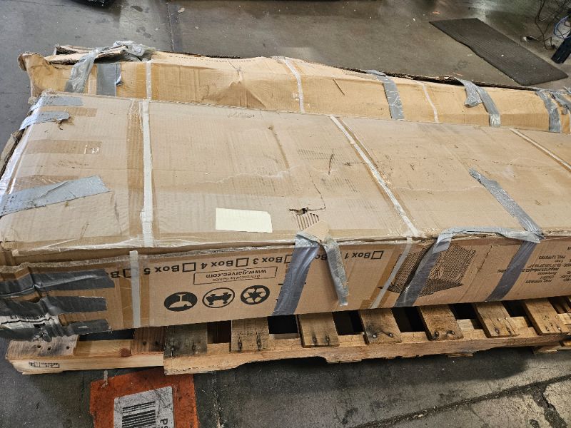 Photo 1 of ** Only 4 boxes included missing the rest of parts **  Garvee 12x20 Ft Hardtop Gazebo with Nettings and Curtains, Wood Grain Heavy Duty Double Roof Galvanized Steel Outdoor Combined of Vertical Stripes Roof for Patio, Backyard, Deck, Lawns, Khaki