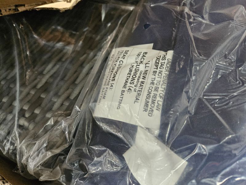 Photo 1 of ** Only box # 1 is included missing box # 2 **  Wicker Outdoor Furniture Set - 4 Piece Patio Set (Grey/Navy)