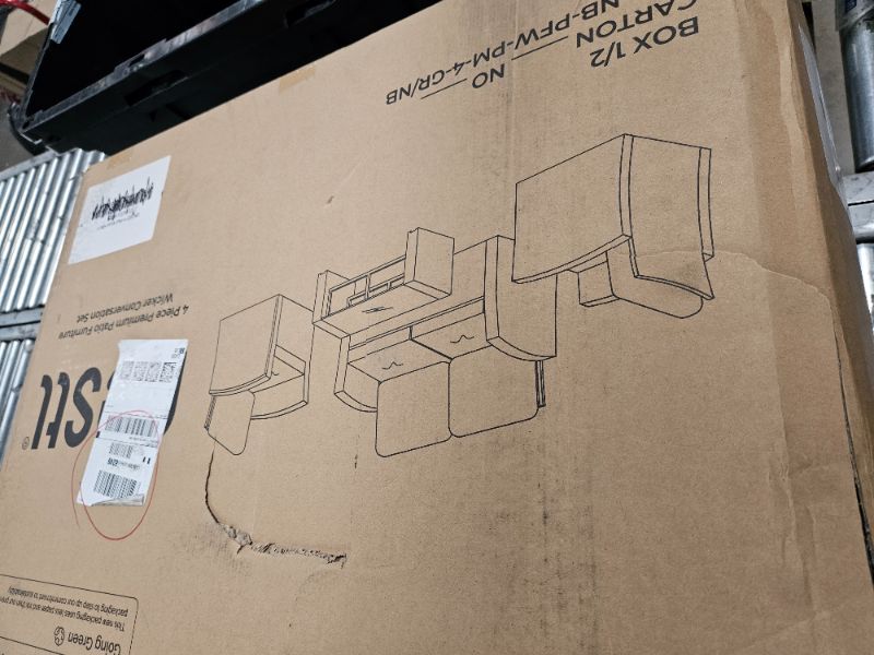 Photo 1 of ** Only box # 1 is included missing box # 2 **  Wicker Outdoor Furniture Set - 4 Piece Patio Set (Grey/Navy)