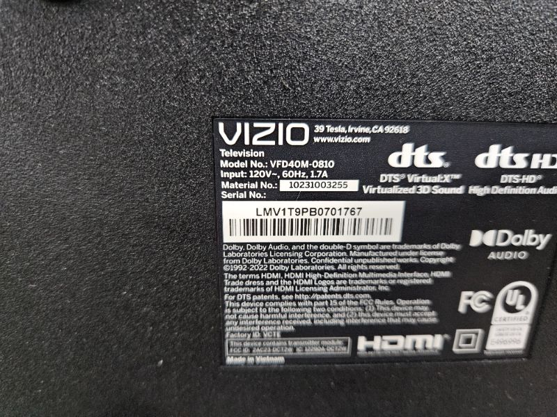 Photo 1 of ** Broken screen final sale ** VIZIO 40-inch Full HD 1080p Smart TV with DTS Virtual: X, Alexa Compatibility, Google Cast Built-in, Bluetooth Headphone Capable, (VFD40M-08 New)