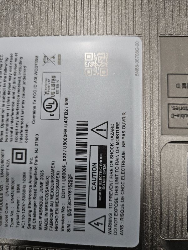 Photo 1 of ** Broken screen final sale ** Samsung 43-Inch Class Crystal UHD U8000F 4K Smart TV (2025 Model) Endless Free Content, Crystal Processor 4K, MetalStream Design, Knox Security, Alexa Built-in