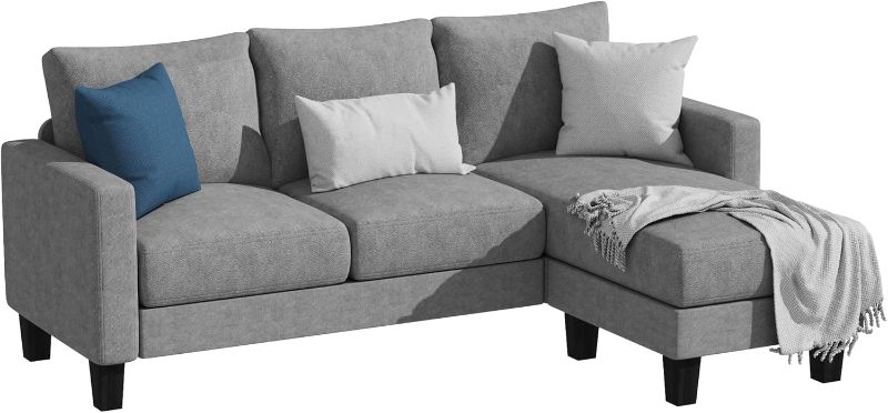 Photo 1 of ** Only box # 2 is included missing box # 1 ** Convertible Sectional 3 L-Shaped Couch Soft Seat with Modern Linen Fabric, Small Space Sofas for Living Room, Apartment and Office, 70'', Gray