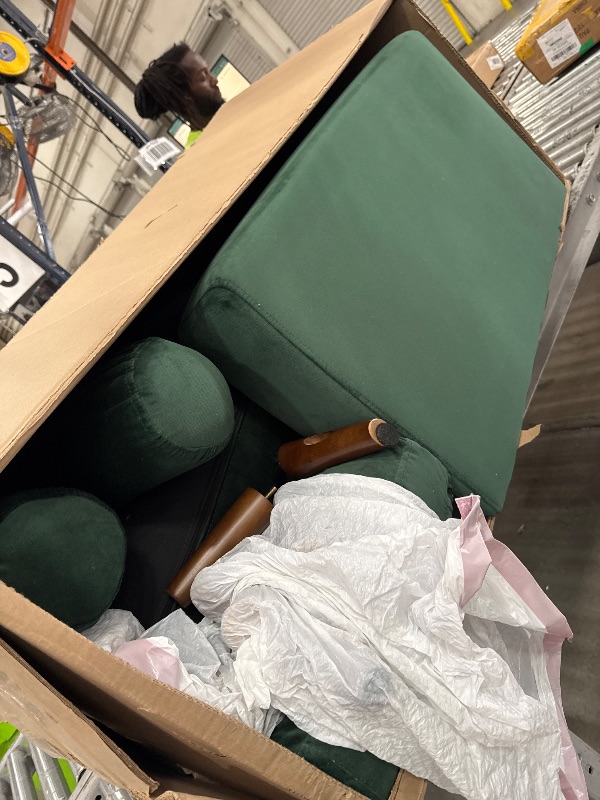Photo 1 of *******PARTS ONLY******SEE NOTES ******BIADNBZ L-Shaped Sectional Sofa with Chaise, Green Couch