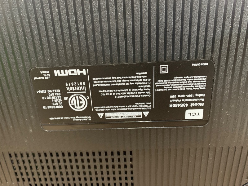 Photo 1 of ********************SCREEN DAMAGED, NON-FUNCTIONAL, FINAL SALE******************
TCL 43-Inch Class S4 4K LED Smart TV with Roku TV (43S450R, 2023 Model), Dolby Vision, HDR, Dolby Atmos, Works with Alexa, Google Assistant and Apple HomeKit Compatibility, S