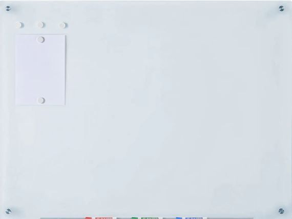 Photo 1 of 
Magnetic White Glass Dry-Erase Board Set - Includes Board, Magnets, and Marker Tray