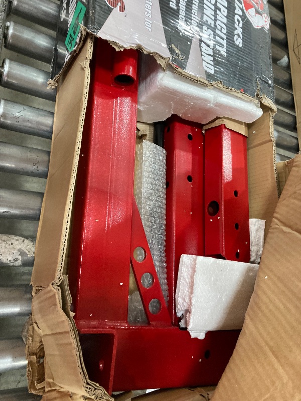 Photo 1 of ********************Product is missing wheels and bolts.***********************
BIG RED Steel Rotating Engine Motor Stand,3/4 Ton (1,500 lbs) Capacity with Foldable Frame,5 Casters, 4 Adjustable Arms,360 Degree Rotating Head,for Vehicle Maintenance, Auto 